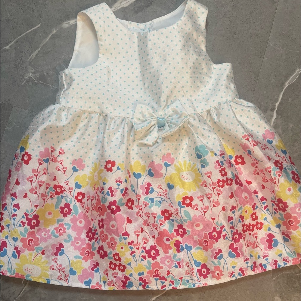 Baby Girl White Floral Bow Dress